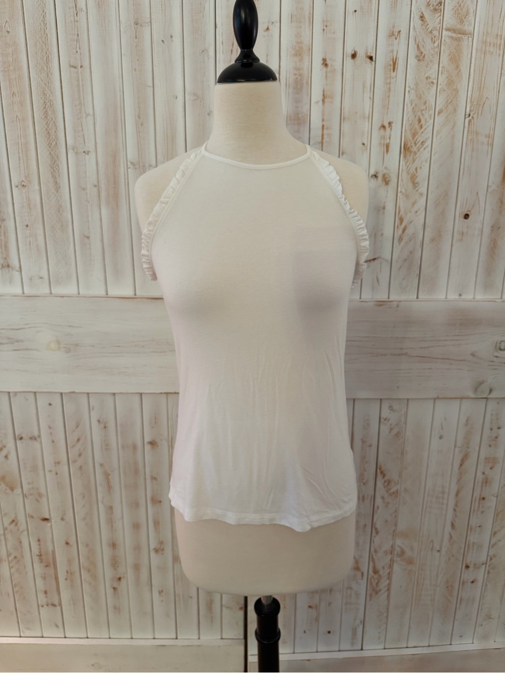 Lilly Pulitzer Women’s White Ruffle-Trim Halter Tank Top